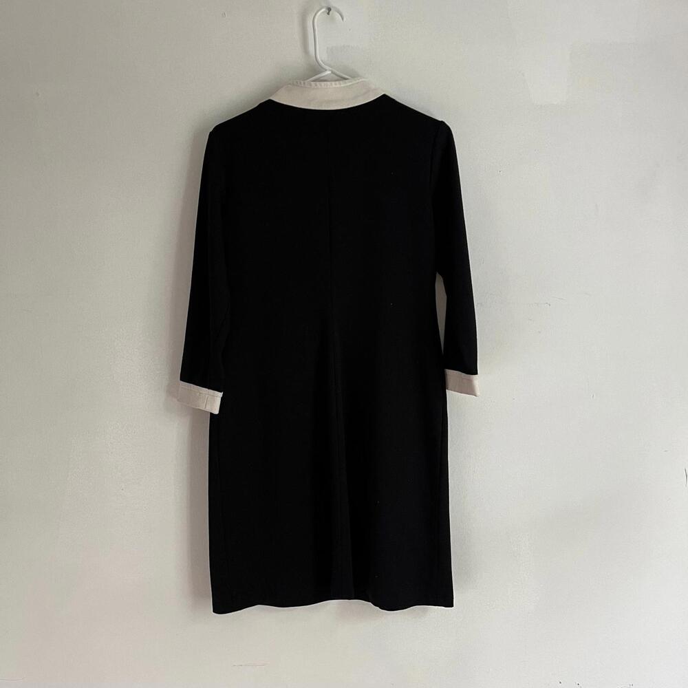 Vintage 80s-does-60s Mod Mini Dress - Black with White Details, Size 6 - Picture 9 of 9